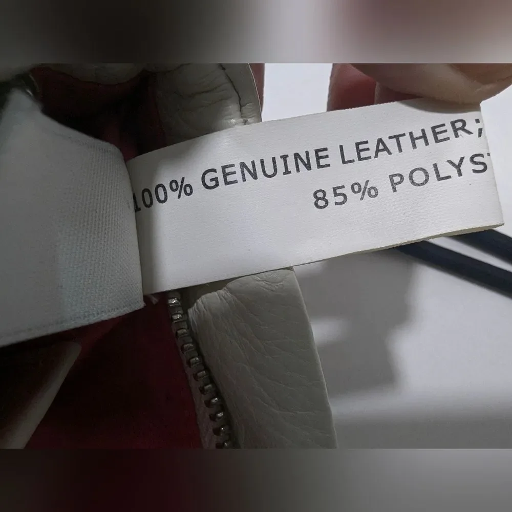 WHBM Soft Leather Clutch Cream Bag Purse Ruffle Zip Closure Inside Pockets Party - Picture 9 of 11